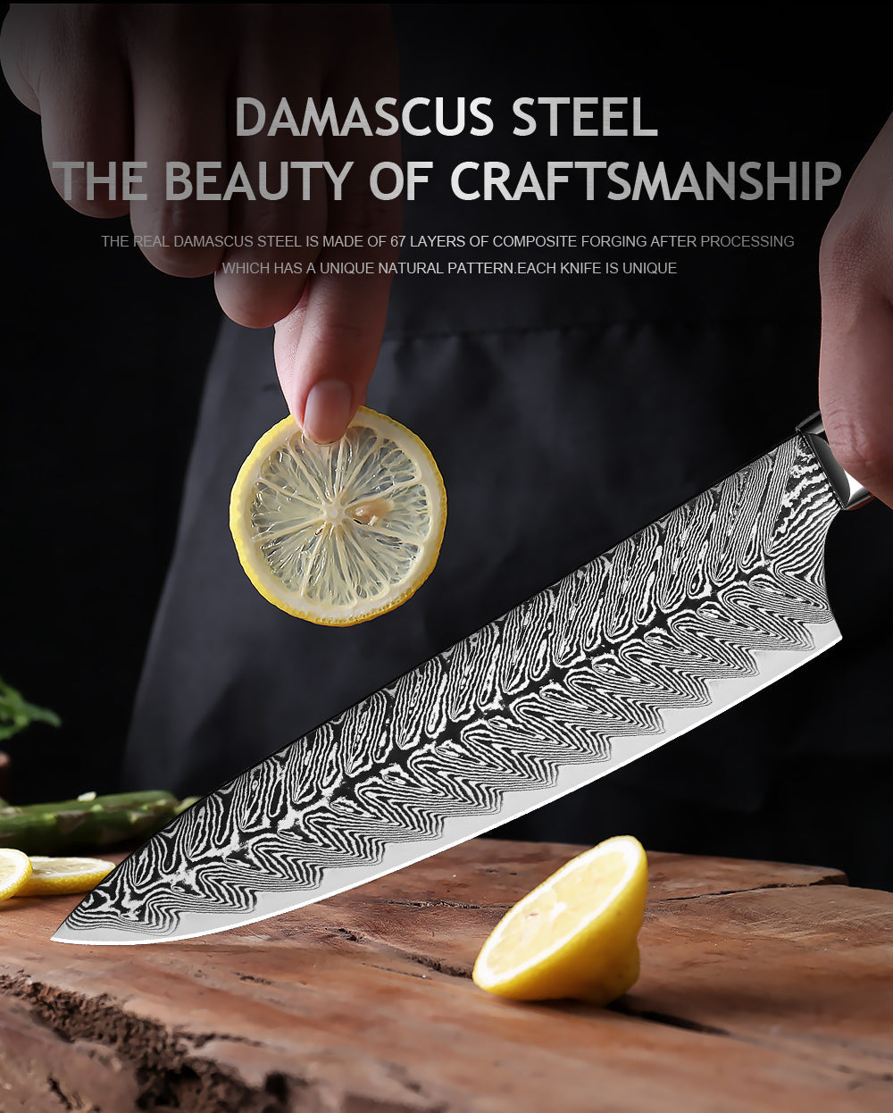 Black Feather Series: Japanese 67-layer VG10 Damascus 7-piece chef knife set
