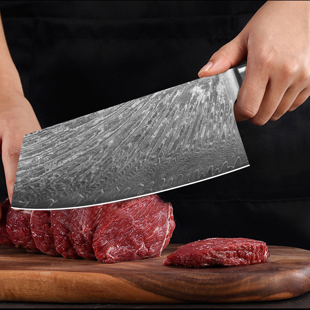 Ocean Shadow Series:Blue Resin Wooden Handle 8-Piece Chef Knife Set