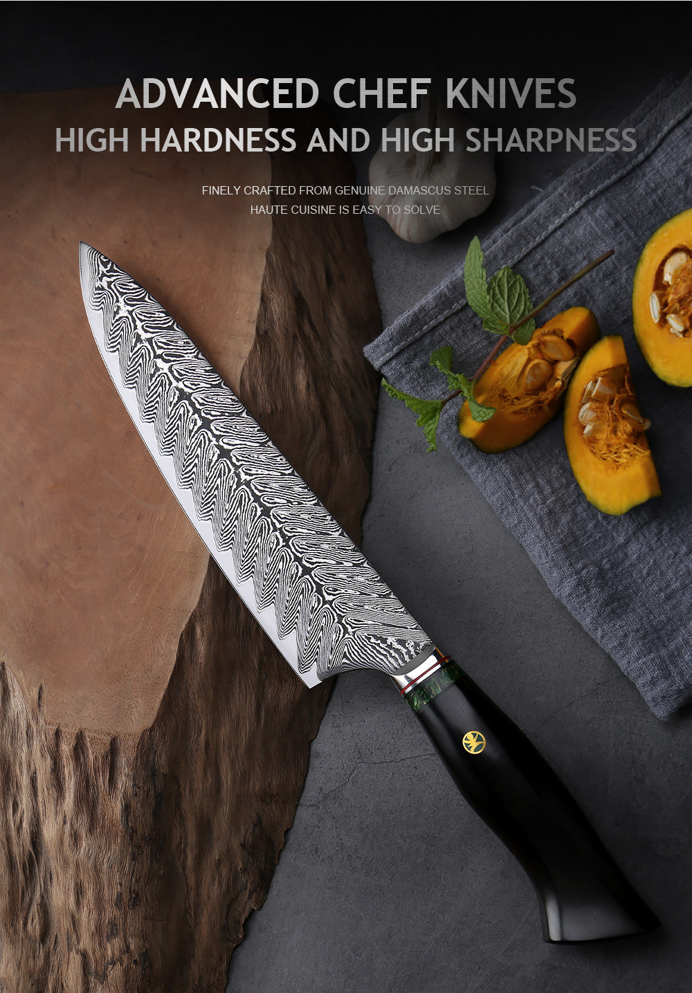 Black Feather Series: Japanese 67-layer VG10 Damascus 7-piece chef knife set