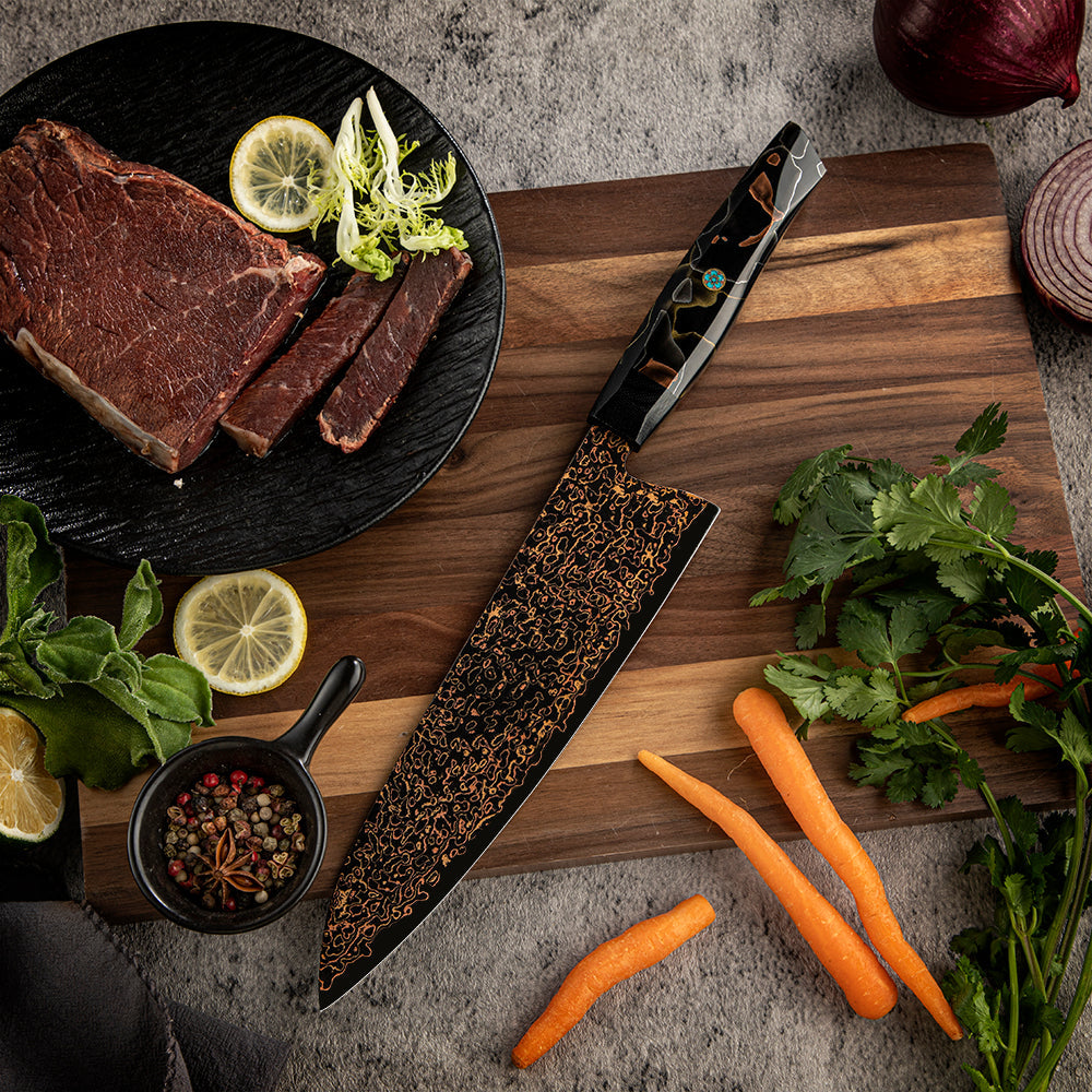 Amber VG10 Copper Japanese Damascus Steel Chef's Knife II