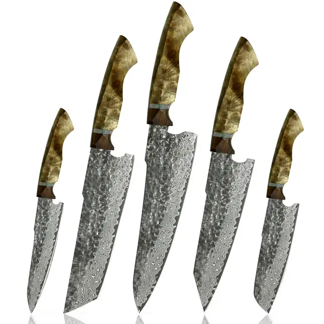 Classic Japanese hand-forged vg10 damascus kitchen knife set