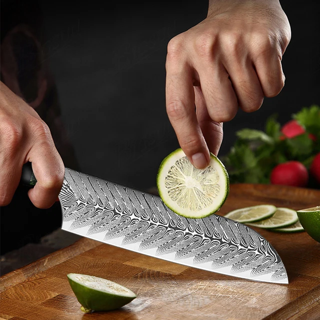 7 Inch Professional 67 Layers Japanese VG10 Damascus Steel Santoku Knife