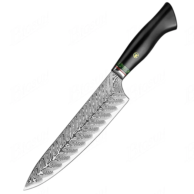 High Quality Black Ebony Handle 8 Inch Damascus Steel Chef Knife