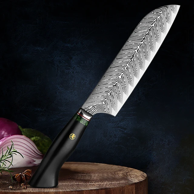 7 Inch Professional 67 Layers Japanese VG10 Damascus Steel Santoku Knife