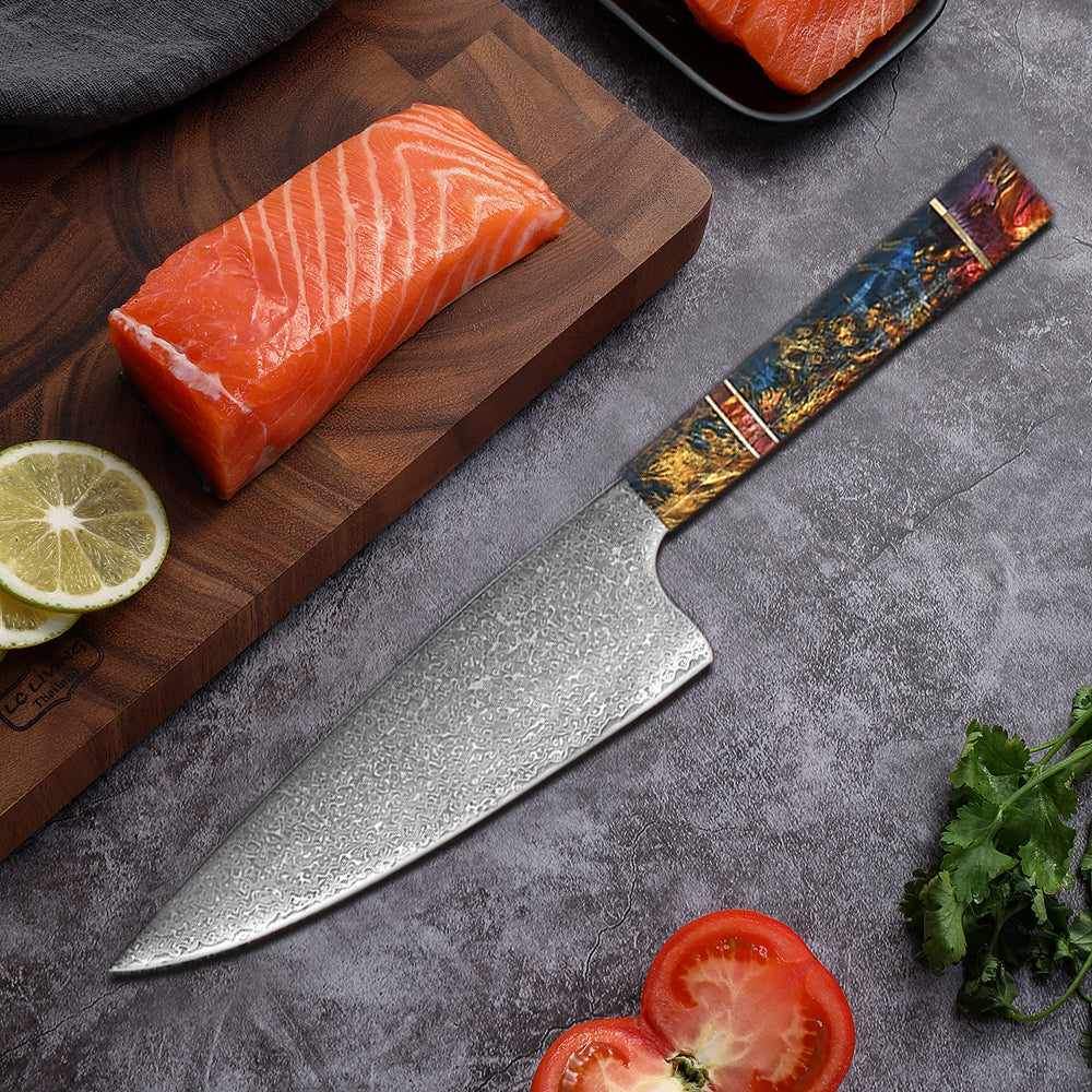Multifunction Household High Carbon 67 Layers VG10 Damascus Kitchen Knife Set With Random Color Handle