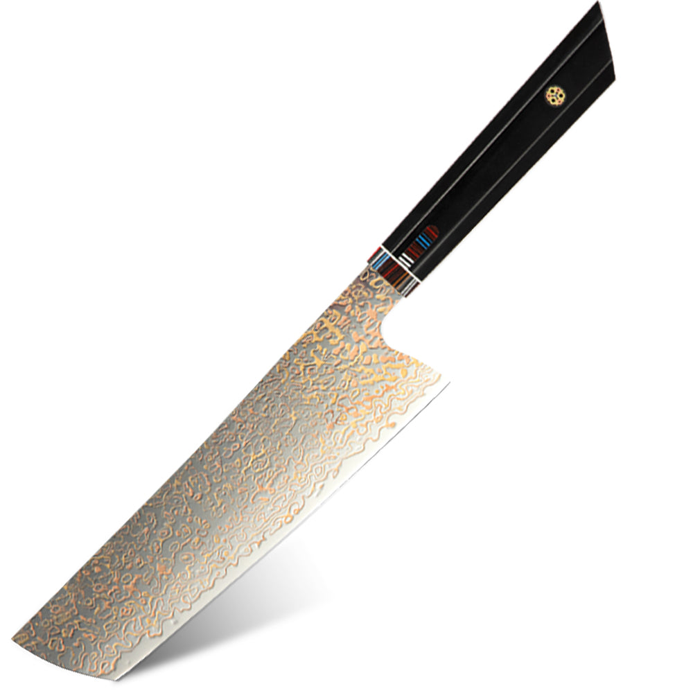 Amber VG10 Copper Japanese Damascus Steel Chef's Knife Black Resin Handle