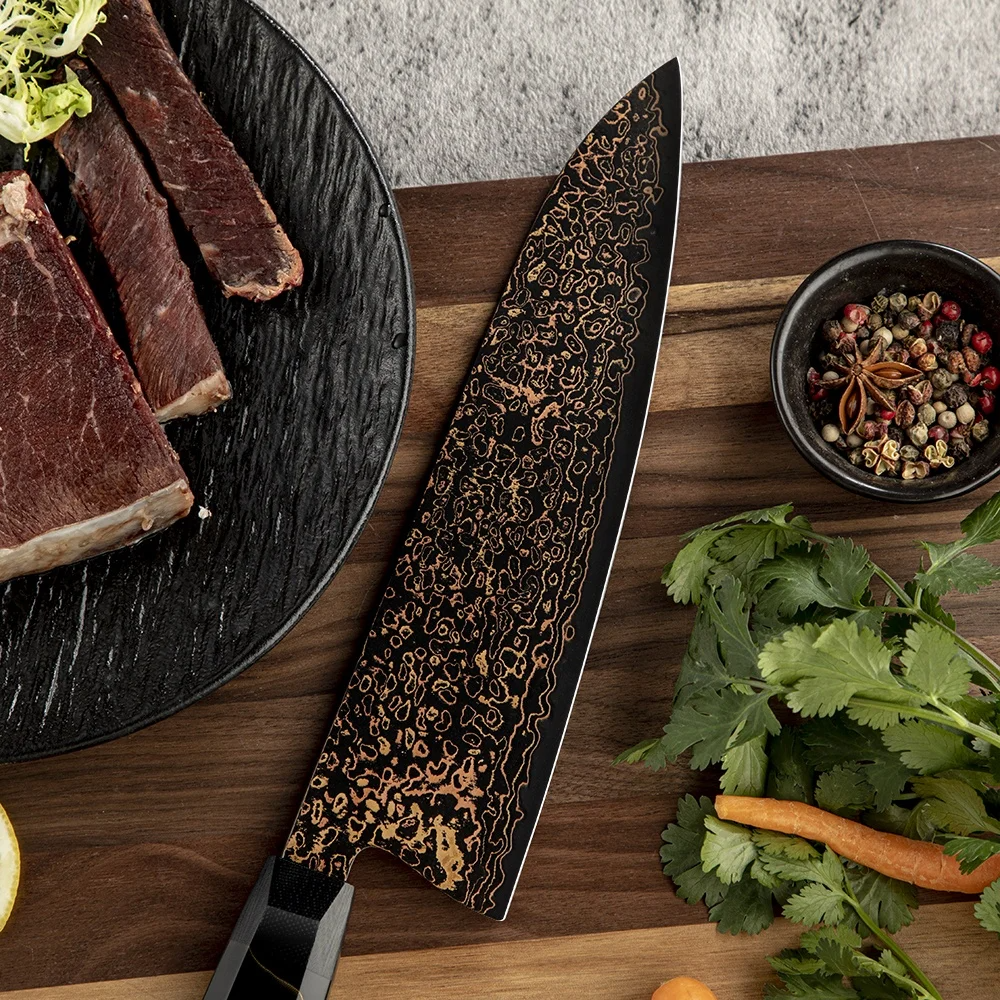 Professional Chef Knife - VG-10 Steel with Damascus and Copper Handle