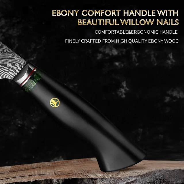 High Quality Black Ebony Handle 8 Inch Damascus Steel Boning Knife