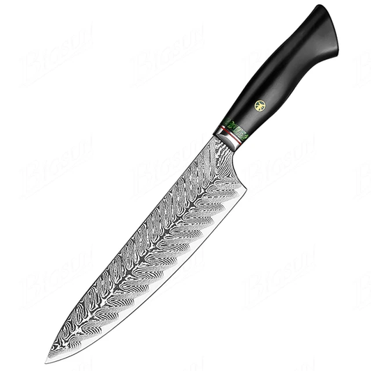 High Quality Black Ebony Handle 8 Inch Damascus Steel Chef Knife